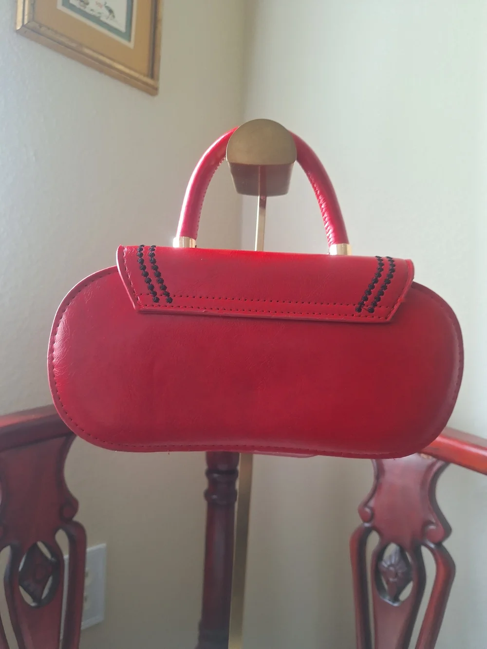Red Vegan Leather Top-Handle Women's Handbag